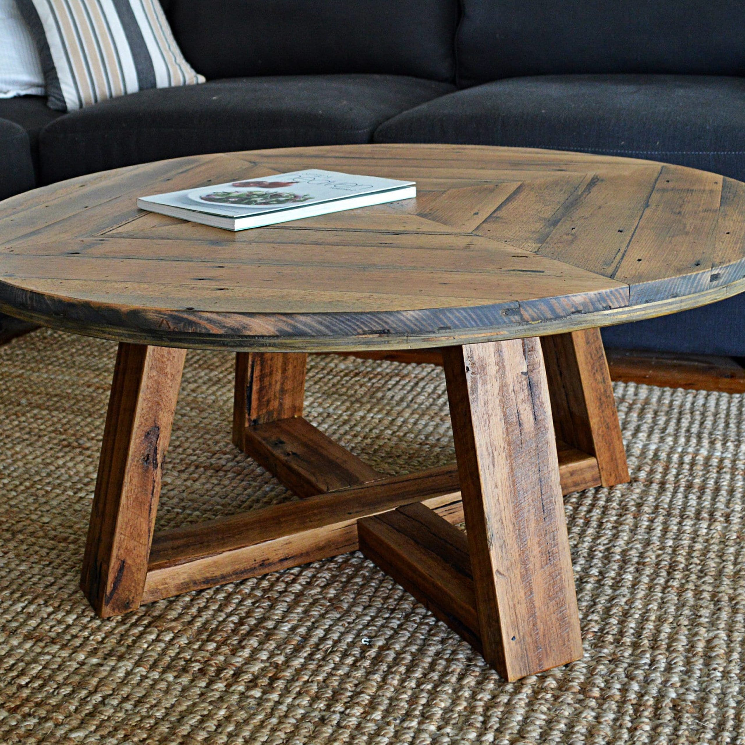 Round Recycled Timber Rustic Coffee Table / Geometric Table – Etsy Australia Regarding Rustic Round Coffee Tables (View 15 of 20)