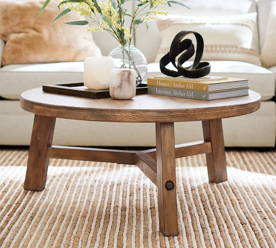 Rustic Farmhouse 44" Round Coffee Table | Pottery Barn Pertaining To Rustic Round Coffee Tables (View 1 of 20)