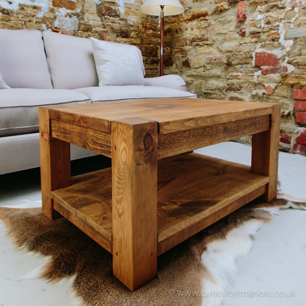 Rustic Lumber Plank Wood Coffee Table From Curiosity Interiors Within Plank Coffee Tables (View 3 of 20)