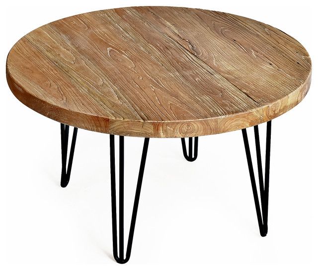 Rustic Round Old Elm Coffee Table – Industrial – Coffee Tables  Welland  | Houzz For Reclaimed Elm Wood Coffee Tables (View 15 of 20)