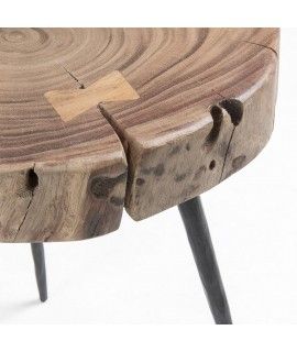 Sai 40 Or 54 Cm High Table Or Stool In Solid Acacia Wood With Black Metal  Legs Intended For Solid Acacia Wood Coffee Tables (View 10 of 20)