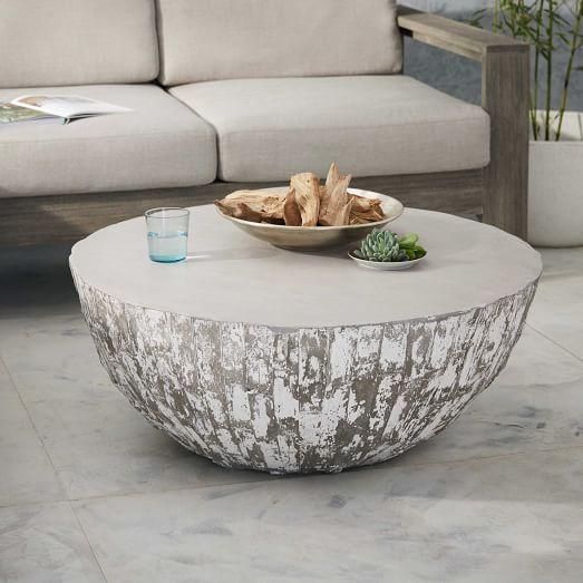 Sculpted Concrete Gray Drum Coffee Table Pertaining To Drum Shaped Coffee Tables (View 7 of 20)