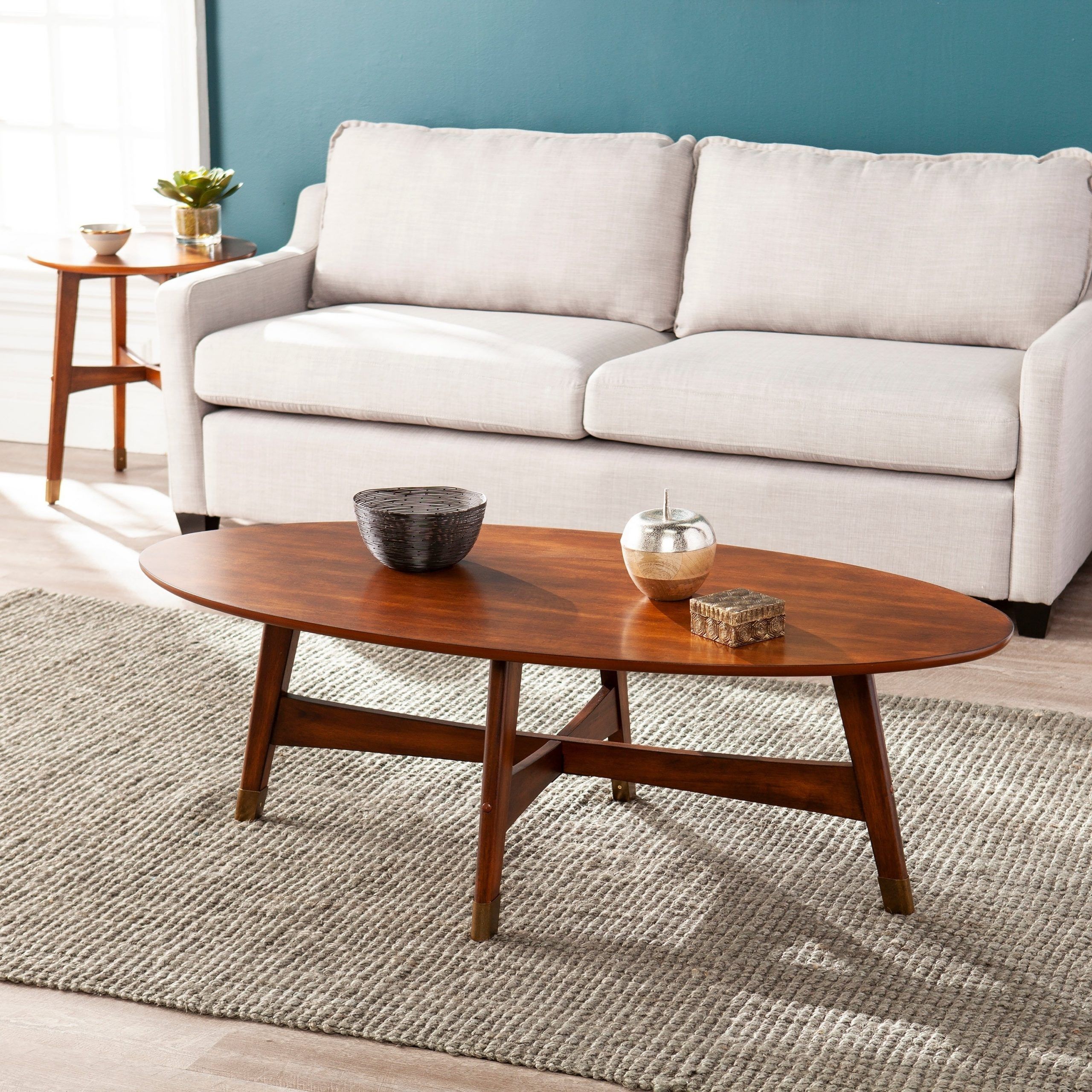 Sei Furniture Ale Oval Mid Century Modern Coffee Table – On Sale –  Overstock – 22700516 Inside Mid Century Coffee Tables (View 11 of 20)
