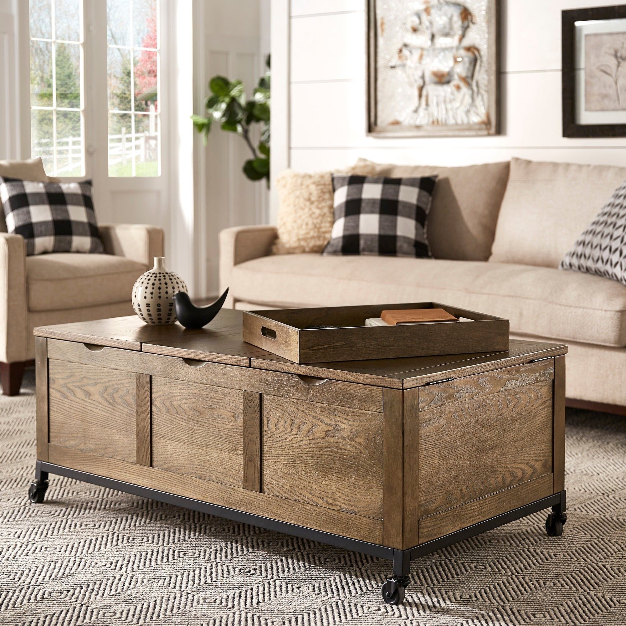 Shay Rectangular Storage Coffee Table With Removeable Tray And Caster  Wheelsinspire Q Artisan – On Sale – Overstock – 22408028 With Regard To Rectangle Coffee Tables (View 18 of 20)