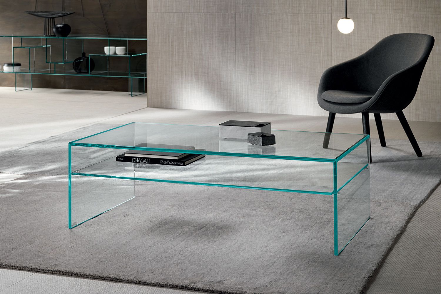 Simple And Versatile Rectangular Glass Coffee Table With Shelf Fratina |  Toparredi Within Glass Coffee Tables (View 2 of 20)