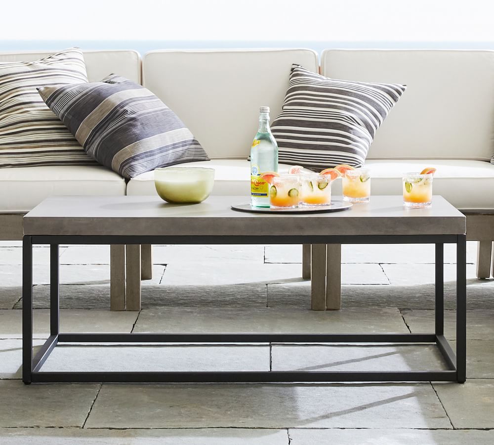 Sloan Indoor/outdoor Concrete & Iron Coffee Table | Pottery Barn Regarding Iron Coffee Tables (View 19 of 20)