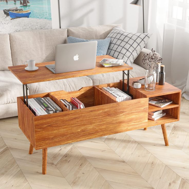 Smool Wooden Lift Top Coffee Table, Large Hidden Compartment Rectangular –  Walmart | Coffee Table Small Space, Lift Top Coffee Table, Coffee Table Intended For Coffee Tables With Compartment (View 20 of 20)