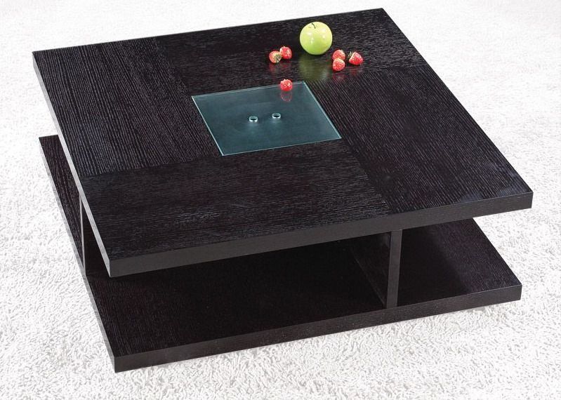 Square Black Wood Coffee Table With Glass Center Oceanside California Ah5263 Within Black Square Coffee Tables (View 17 of 20)