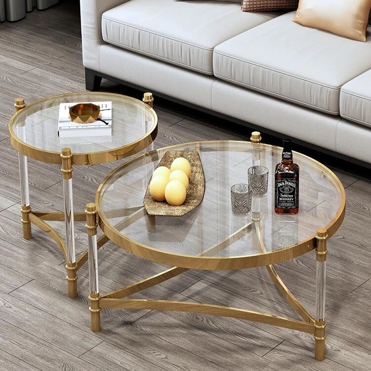 Stainless Steel Coffee Table Golden Glass Light Luxury And Simplicity  Transparent Acrylic Round Side Table Internet Celebrity| | – Aliexpress In Stainless Steel And Acrylic Coffee Tables (View 17 of 20)