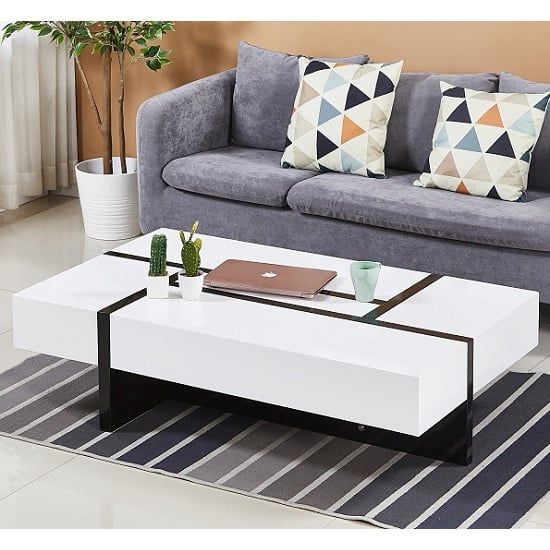 Storm High Gloss Storage Coffee Table In White And Black | Furniture In  Fashion For High Gloss Coffee Tables (View 2 of 20)