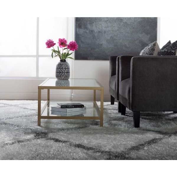Studio Designs Home Camber Gold 2 Tier Modern Rectangle Coffee Table With  Metal Frame And Tempered Glass 71034 – The Home Depot Throughout 2 Tier Metal Coffee Tables (View 19 of 20)