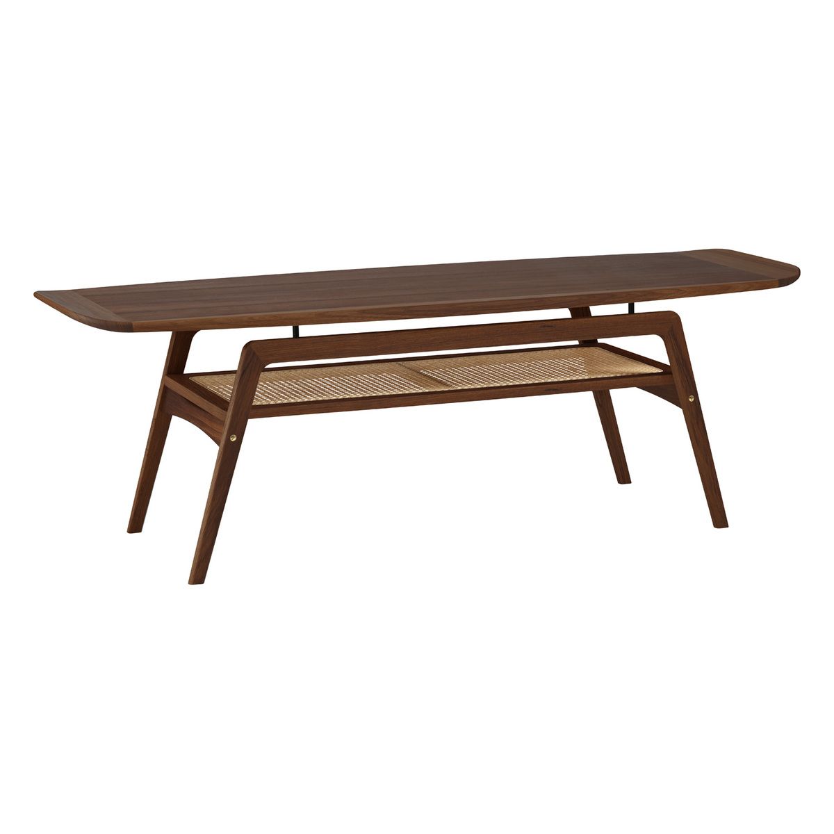 Surfboard Coffee Table With Shelf, Walnut – French Cane | Finnish Design  Shop Intended For Warm Walnut Coffee Tables (View 5 of 20)