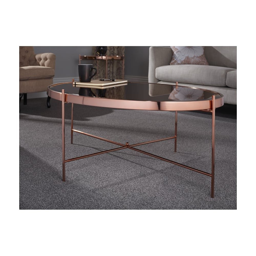 Taurus Mirror Top Rose Gold Plated Coffee Table – Living Room From Breeze  Furniture Uk With Regard To Rose Gold Coffee Tables (View 18 of 20)