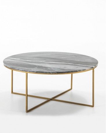 The Marty Coffee Table, A Large Coffee Table With A Diameter Of 90cm In  Grey Marble That Will Stand Out For Marble Coffee Tables (View 8 of 20)