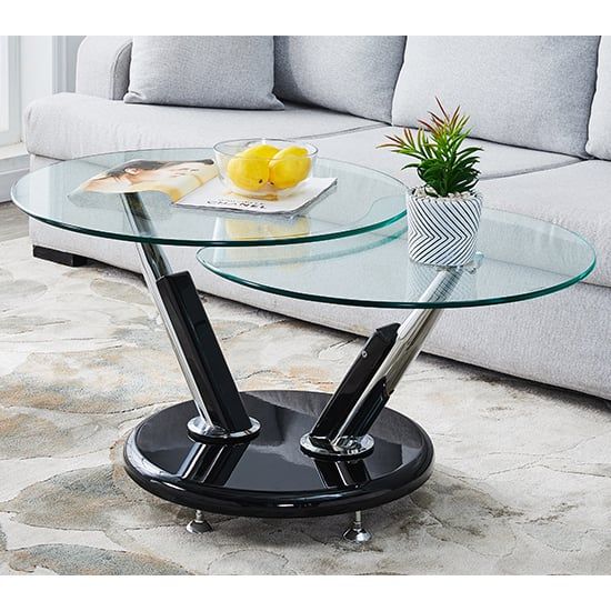 Tokyo Twist Glass Top Coffee Table With Black High Gloss Base | Furniture  In Fashion Within Smooth Top Coffee Tables (View 5 of 20)