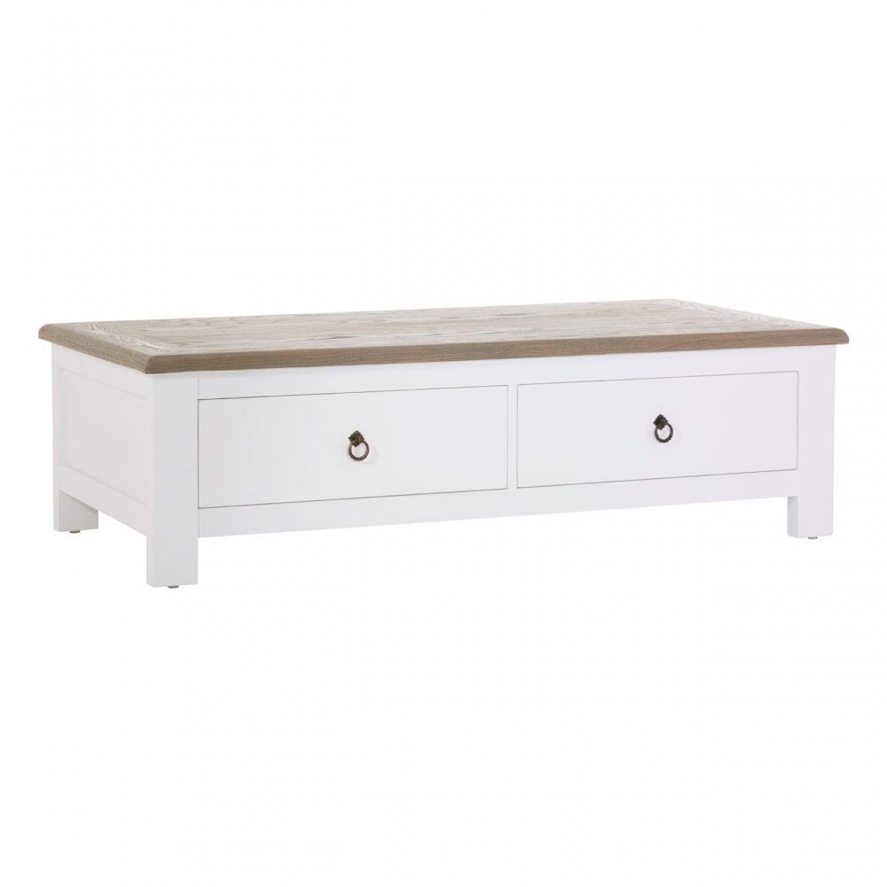 Townhouse 2 Drawer Coffee Table, Oak Wood, Veneer, Birchwood, White |  Clanbay For 2 Drawer Coffee Tables (View 17 of 20)