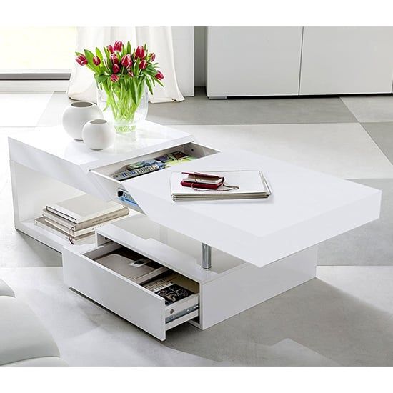Tuna High Gloss Storage Coffee Table In White | Furniture In Fashion With Regard To White Storage Coffee Tables (View 12 of 20)