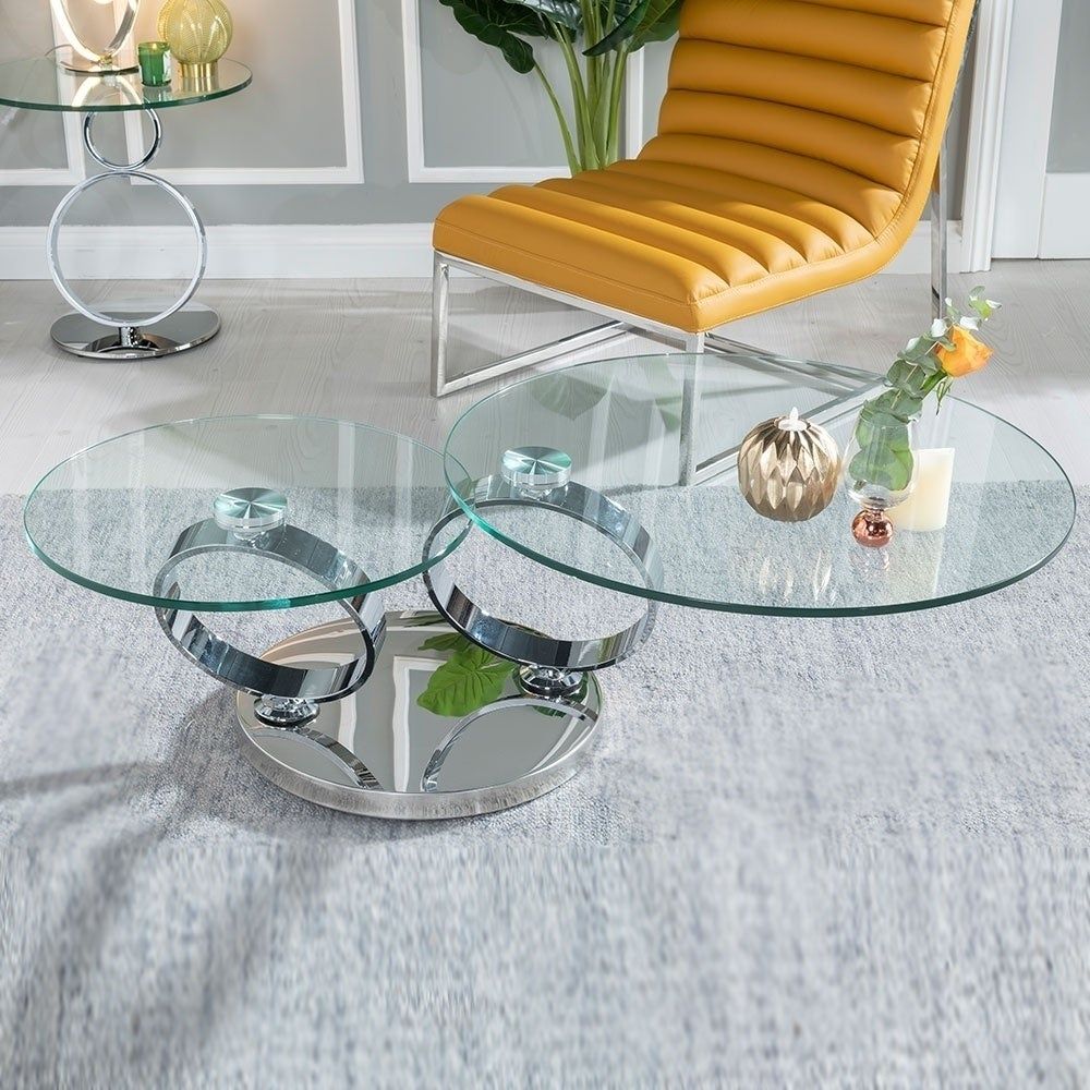 Urban Deco Rings Glass And Chrome Rotating Coffee Table – Cfs Furniture Uk With Chrome Coffee Tables (View 15 of 20)