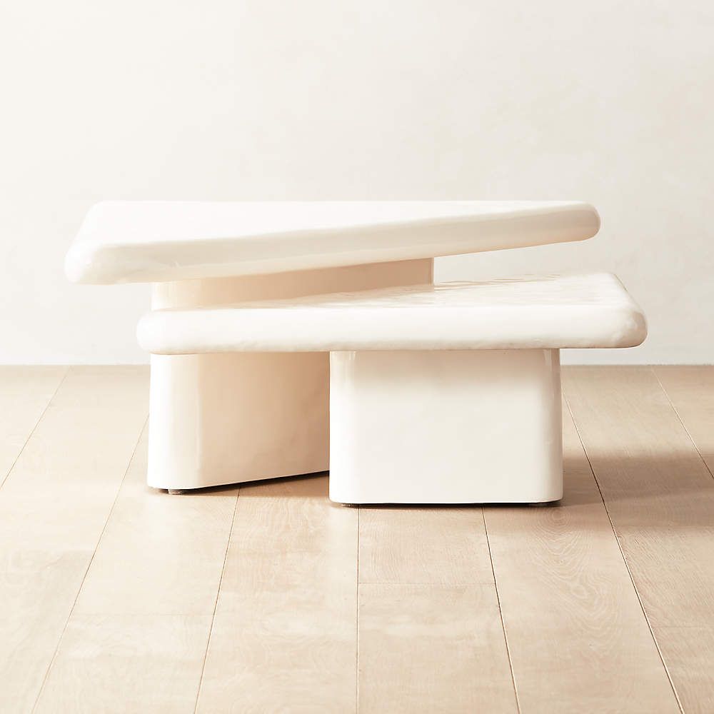 Vayle White Concrete 2 Piece Coffee Table Set + Reviews | Cb2 In 2 Piece Coffee Tables (View 5 of 20)