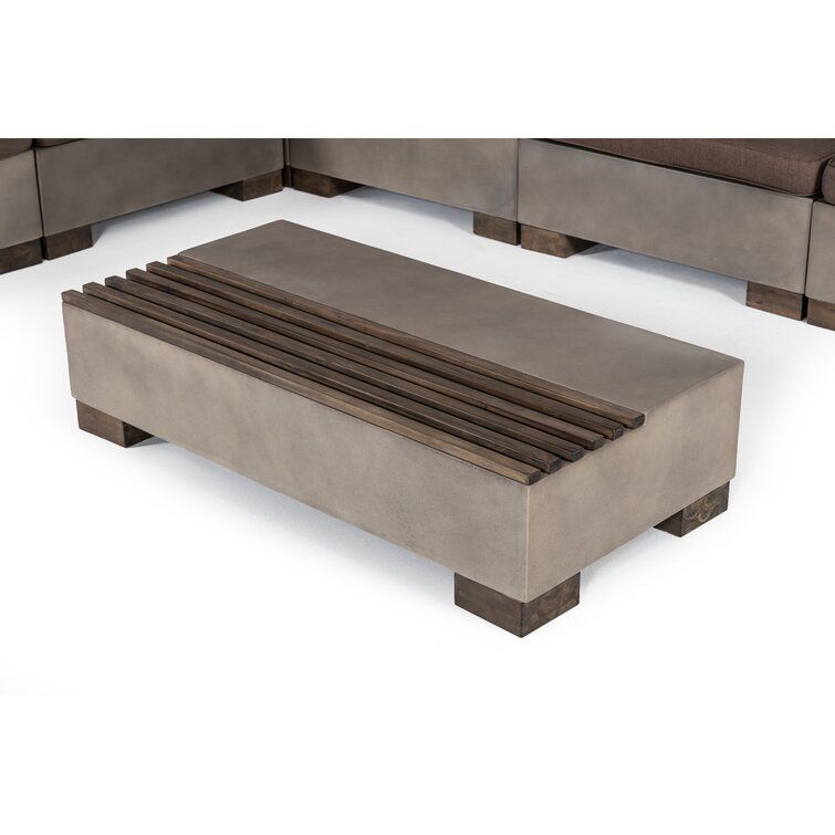 Vig Furniture Delaware Modern Concrete & Acacia Rectangular Coffee Table |  Wayfair Intended For Modern Concrete Coffee Tables (View 7 of 20)