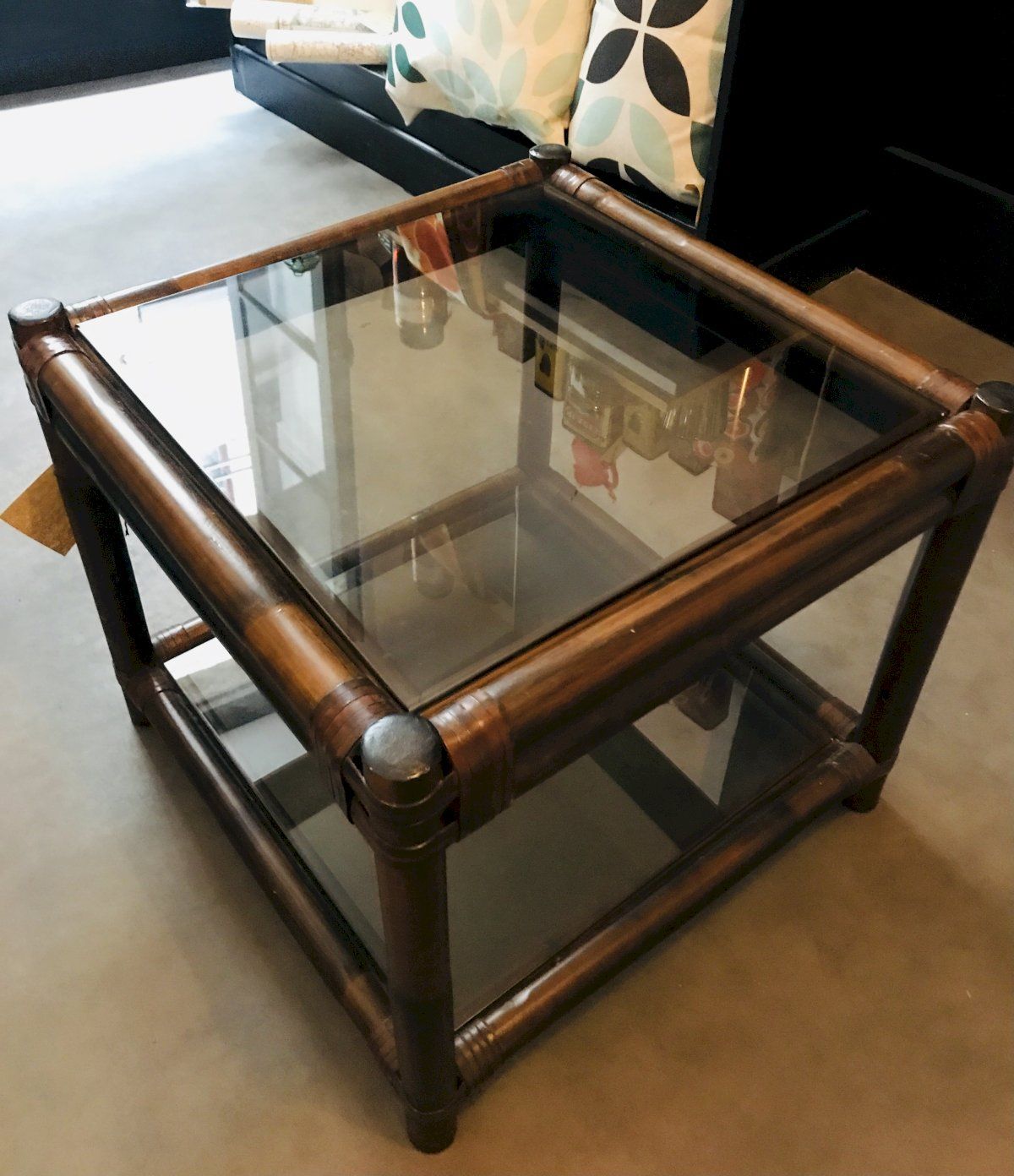 Vintage Bamboo And Smoked Glass Coffee Table Natural Bamboo/glass Within Glass Top Coffee Tables (View 10 of 20)