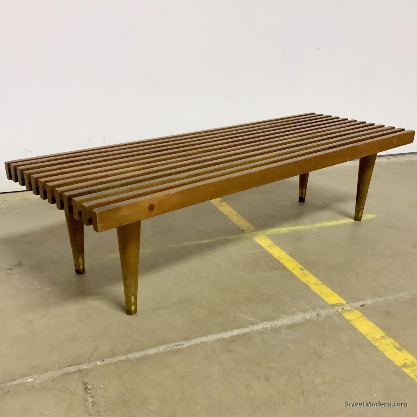 Vintage Slat Wood Coffee Table With Tapered Legs – Vintage Midcentury  Occasional Tables – Sweet Modern, Akron, Oh In Slat Coffee Tables (View 12 of 20)