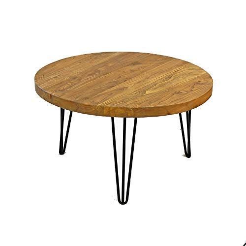 Welland Rustic Round Old Elm Wooden Coffee Table | Coffee Table, Elm Coffee  Table, Mid Century Coffee Table With Regard To Old Elm Coffee Tables (View 15 of 20)