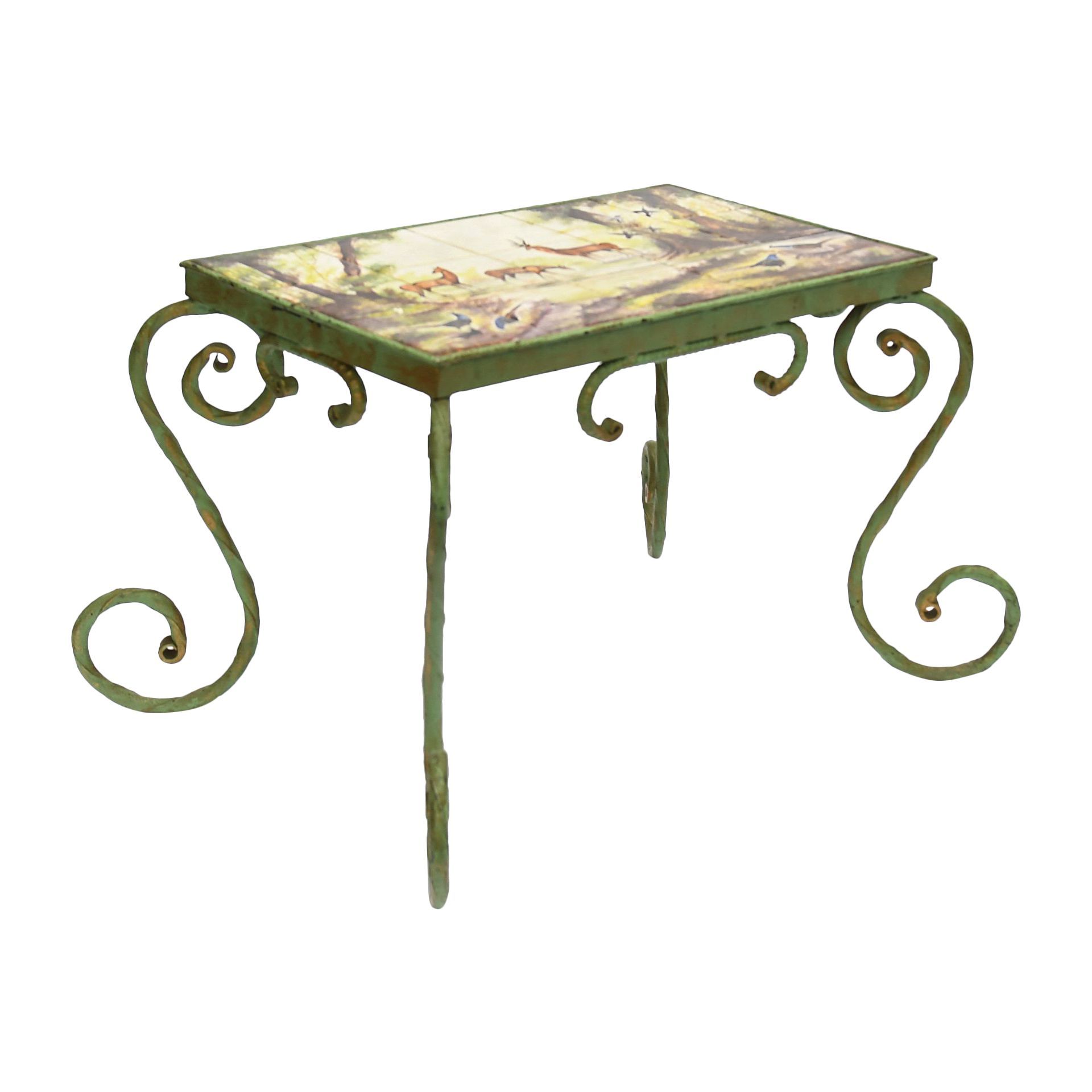 Wrought Iron Coffee Table With Ceramic Tile Top – Coffee Tables | Antikeo With Iron Coffee Tables (View 7 of 20)