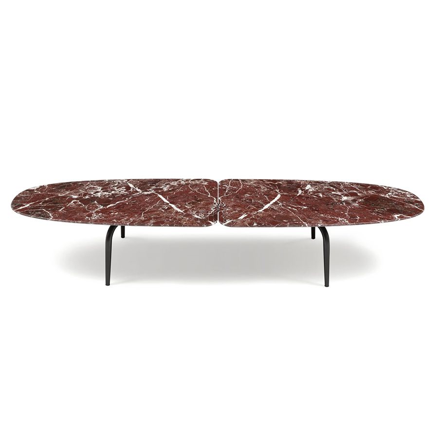 Zanotta Coffee Table Graphium 681 (lepanto Red 140x60 Cm – Marble And Black  Varnished Steel) – Myareadesign Intended For Marble Coffee Tables (View 9 of 20)