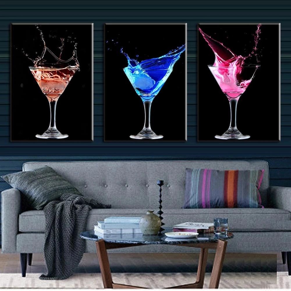 3 Pcs/set Abstract Canvas Wall Art Picture Colorful Cocktails Canvas Prints  Wall Pictures For Living Room – Painting & Calligraphy – Aliexpress Pertaining To 2018 Cocktails Wall Art (View 9 of 20)