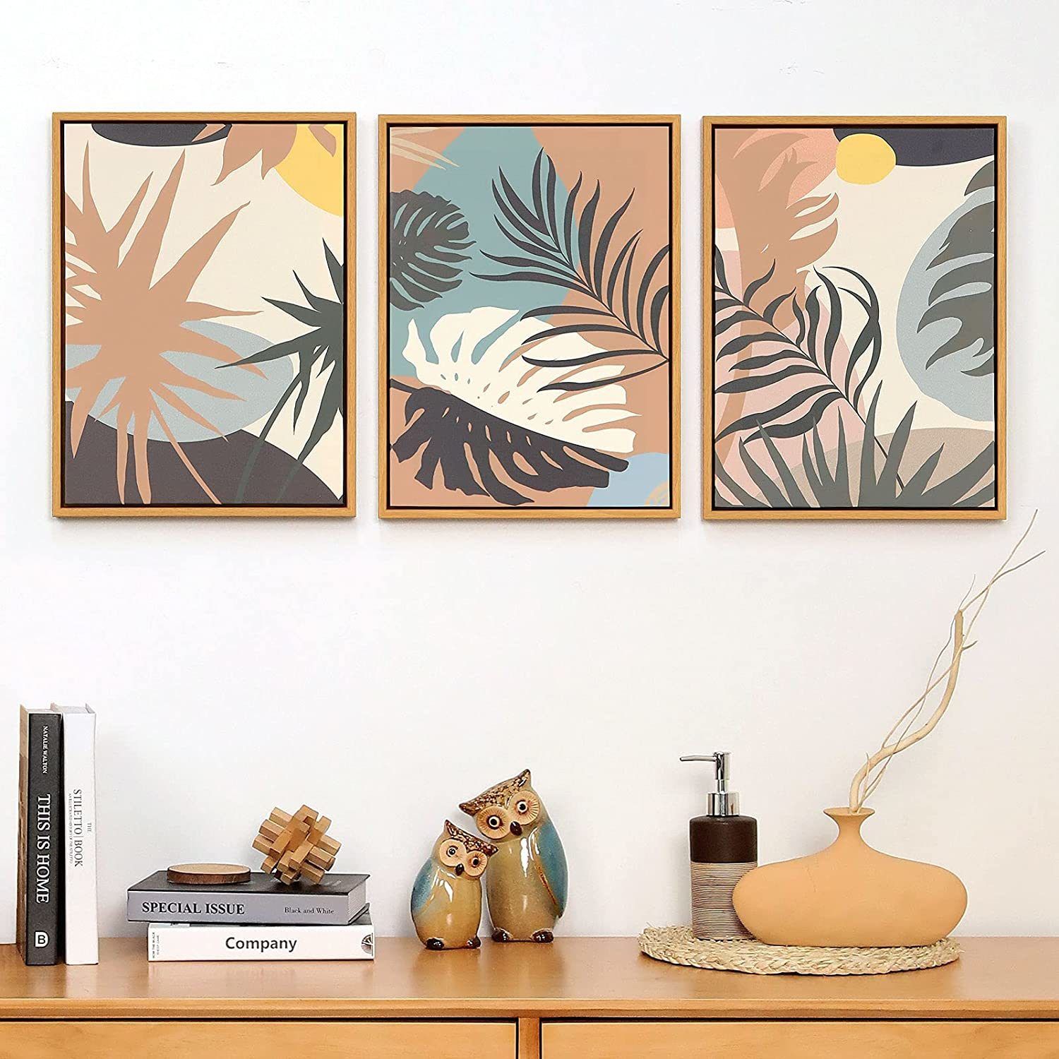 3 Piece Abstract Canvas Nature Plant Wall Decor Framed Wall Art For Living  Room – China Minimalist Art Print And Decorations Price Throughout Most Recently Released Abstract Plant Wall Art (View 8 of 20)