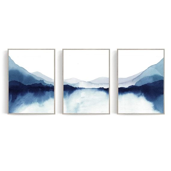 3 Piece Wall Art Mountain Print Lake Triptych Mountain Wall – Etsy France Throughout Most Current Mountain Lake Wall Art (View 5 of 20)