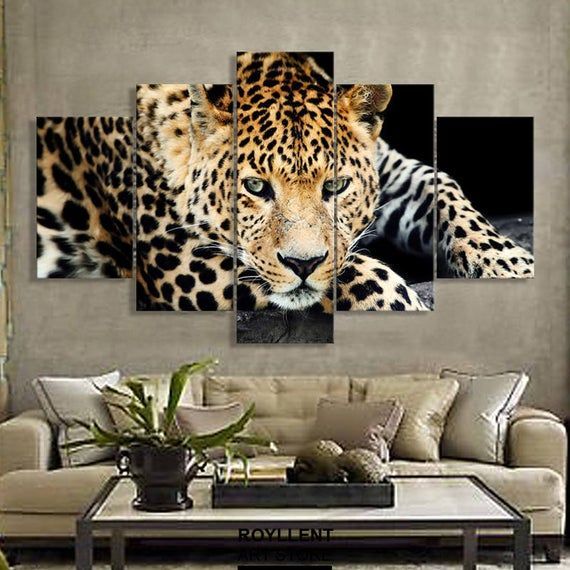 5 Panels Cheetah Canvas Art Multi Poster Piece Art Work | Canvas Wall Art  Living Room, Animal Print Room Decor, Safari Home Decor Regarding Latest Cheetah Wall Art (View 13 of 20)