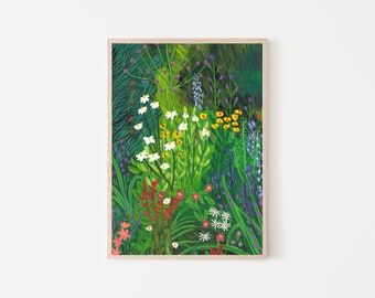 A4 A3 Wild Flower Garden Giclee Fine Art Print Flower – Etsy France With Regard To 2017 Flower Garden Wall Art (View 12 of 20)