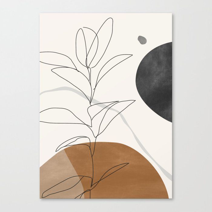 Abstract Art /minimal Plant Canvas Printthindesign | Society6 |  Affiliate Link | Boho Painting, Plant Art Print, Abstract Pertaining To Most Current Abstract Plant Wall Art (View 4 of 20)