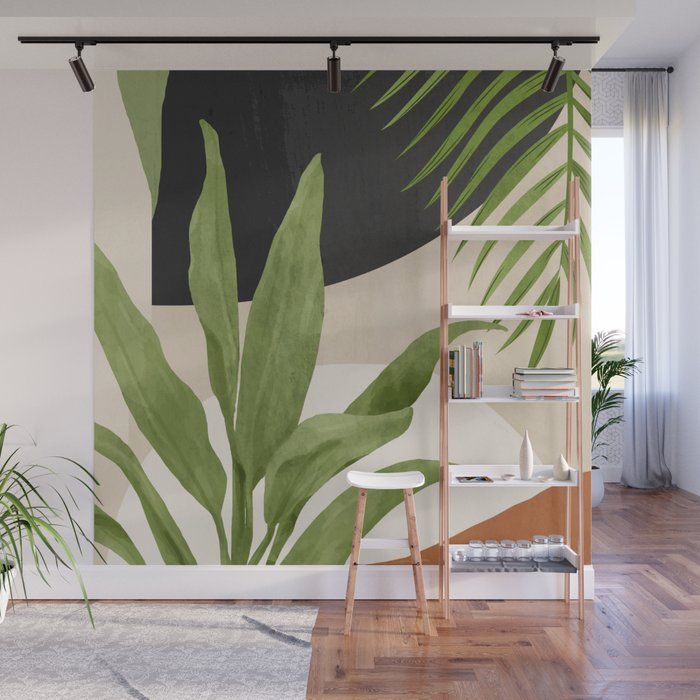 Abstract Art Tropical Leaf 11 Wall Muralthingdesign | Society6 For Recent Abstract Tropical Foliage Wall Art (View 11 of 20)