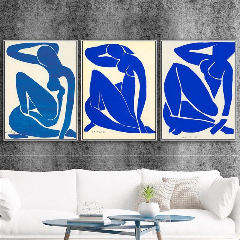 Abstract Blue Nudes Paintingshenri Matisse Wall Art Printed On Canvas –  Canvaspaintart Intended For Most Current Blue Nude Wall Art (View 7 of 20)