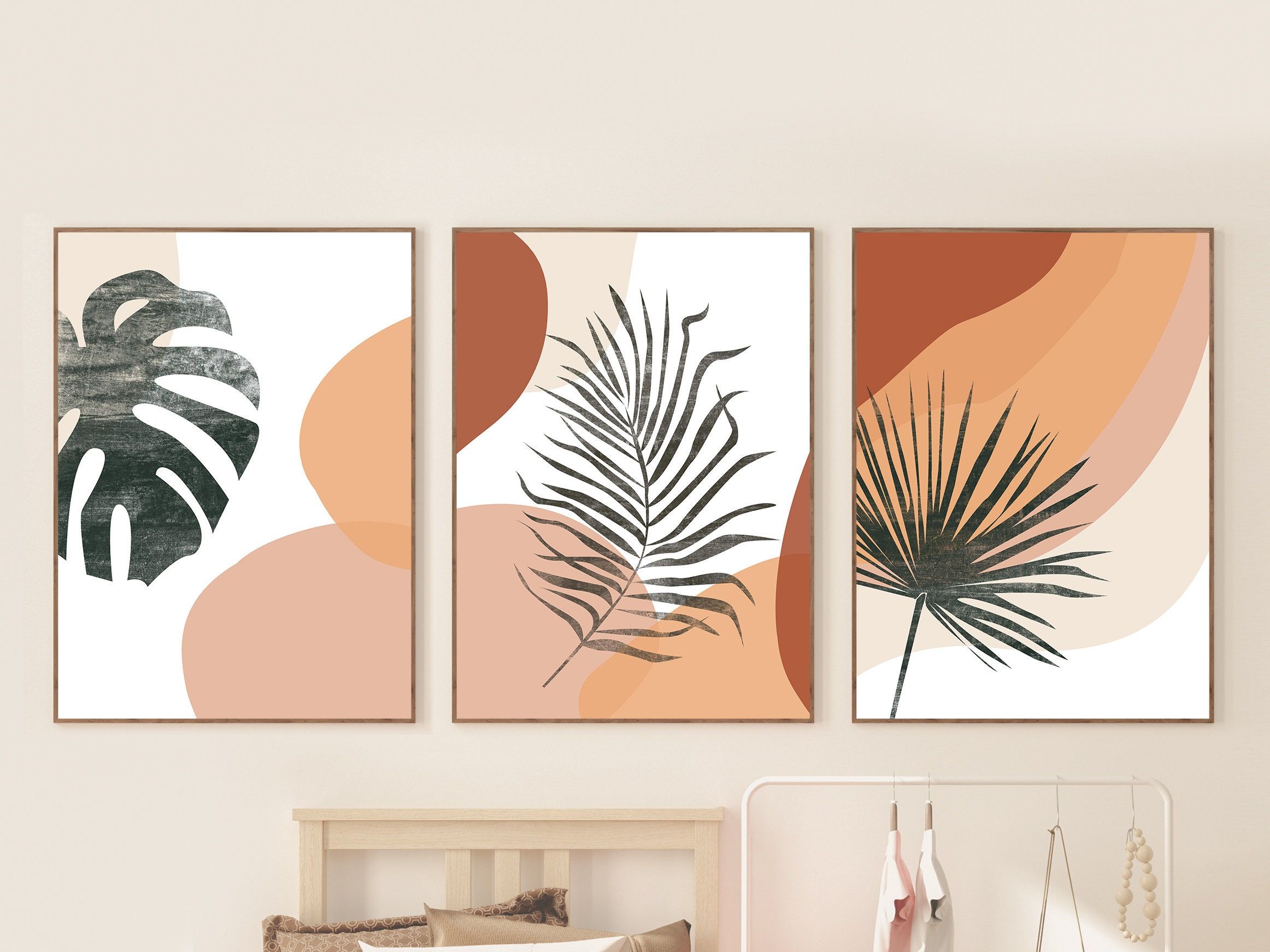Abstract Botanical Art Set Of 3 Prints Boho Gallery Wall Art – Etsy Throughout Most Popular Abstract Tropical Foliage Wall Art (View 5 of 20)