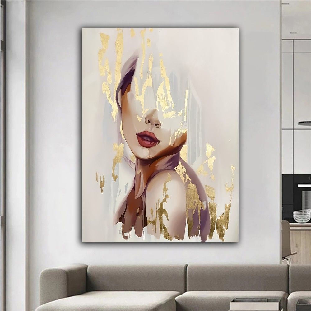 Abstract Canvas Painting, Abstract Woman Canvas Print, Fashion Wall Decor, Women  Wall Canvas Art, Home Wall Decoration, Fashion Painting Throughout Best And Newest Female Wall Art (Gallery 20 of 20)