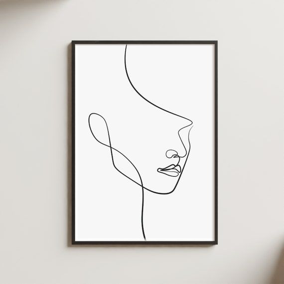 Abstract Face Line Art Print Wall Art Wall Decor Line Art – Etsy France Regarding Newest Line Abstract Wall Art (View 5 of 20)
