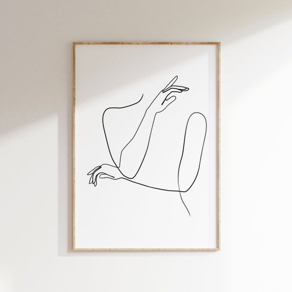 Abstract Female Hands Line Drawing Printable Hands Wall Art – Etsy France Within Most Recent Line Abstract Wall Art (View 9 of 20)