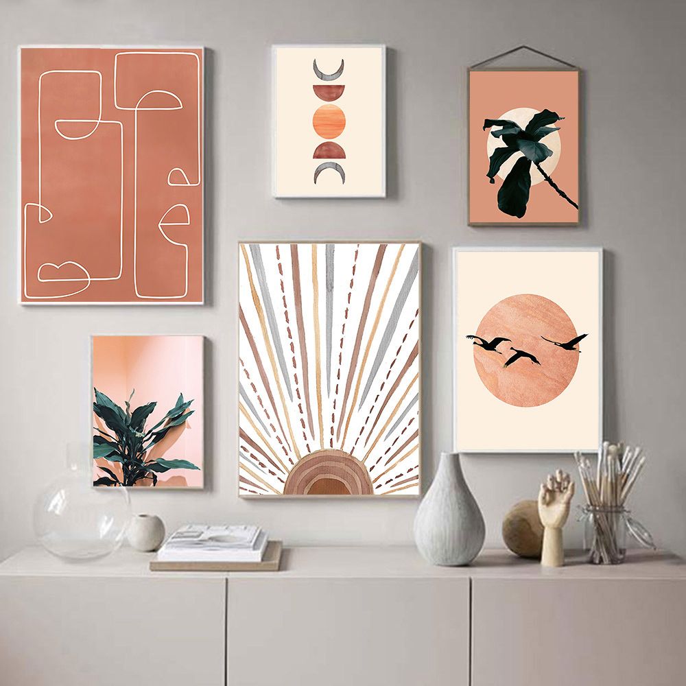 Abstract Landscape Wall Art Sun Moon Canvas Painting Modern Geometric  Poster Terracotta Prints Wall Picture Living Room Decor – Buy Creative Canvas  Art Prints,wall Pictures For Living Room,poster Canvas Oil Painting Product Inside Most Popular Abstract Terracotta Landscape Wall Art (View 14 of 20)