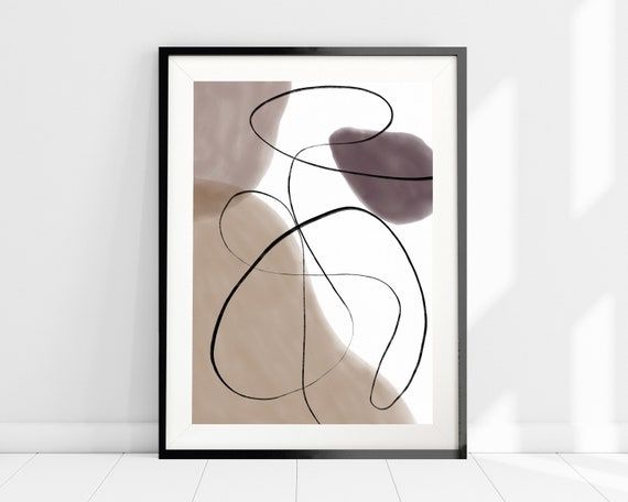 Abstract Line Art Painting Print Abstract Shapes One Line – Etsy France Throughout Current Line Abstract Wall Art (View 1 of 20)