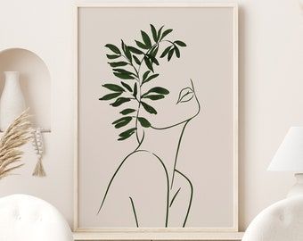 Abstract Line Face Line Art Woman Neutral Colors Wall Art – Etsy | Green Art  Print, Minimal Wall Decor, Etsy Wall Art Throughout Best And Newest Lines Wall Art (View 18 of 20)
