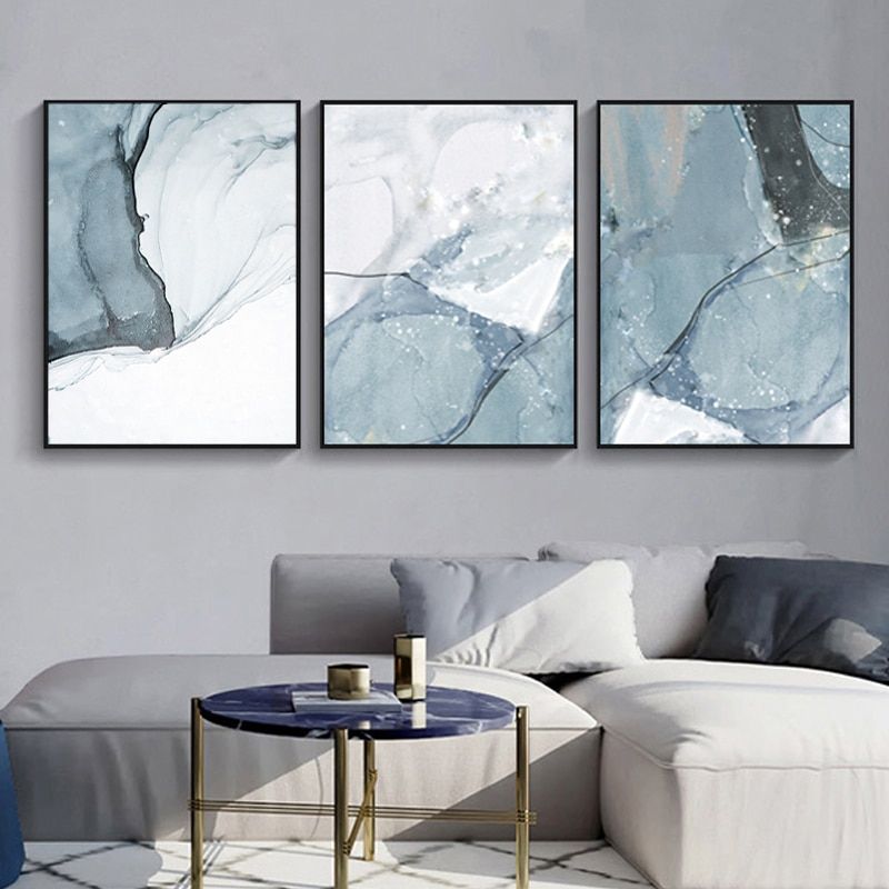 Abstract Marble Canvas Print Paintings Light Blue Poster Nordic Wall Art  Pictures On Canvas Living Room Office Home Decor|painting & Calligraphy| –  Aliexpress Pertaining To Recent Soft Blue Wall Art (View 9 of 20)