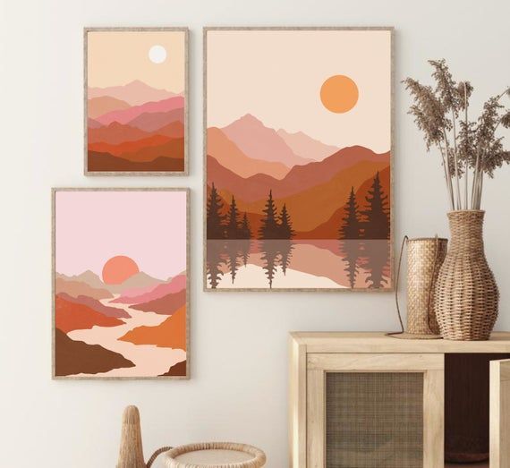 Abstract Mountain Printable Wall Art Boho Landscape Prints – Etsy | Arte De  Pared Imprimible, Abstracto, Impresion Fotos With Regard To Latest Abstract Terracotta Landscape Wall Art (View 16 of 20)