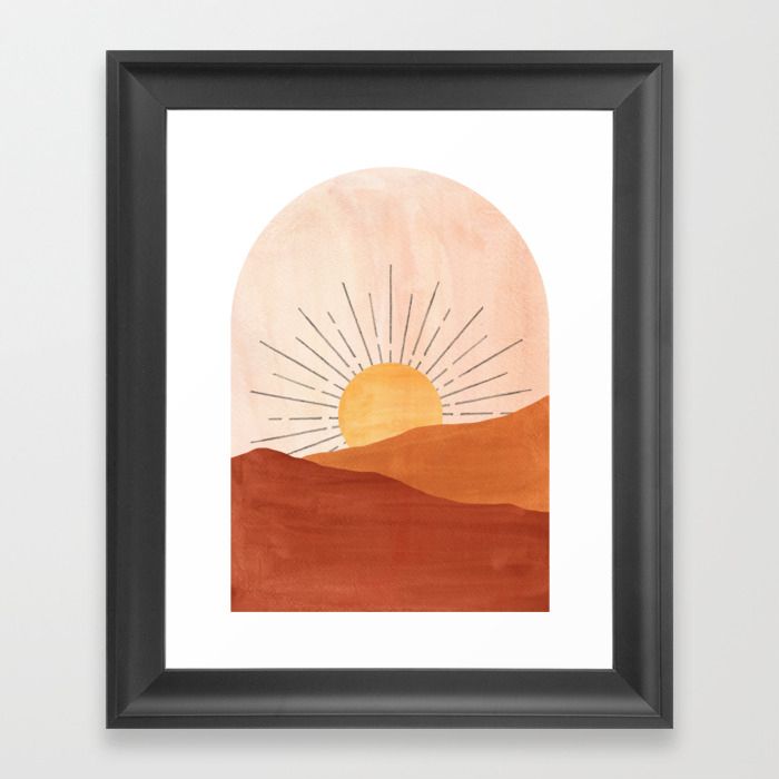 Abstract Terracotta Landscape, Sun And Desert, Sunrise #1 Framed Art Print Whales Way | Society6 In 2018 Abstract Terracotta Landscape Wall Art (View 7 of 20)