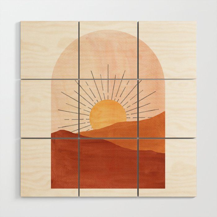 Abstract Terracotta Landscape, Sun And Desert, Sunrise #1 Wood Wall Art Whales Way | Society6 Regarding Latest Abstract Terracotta Landscape Wall Art (View 17 of 20)