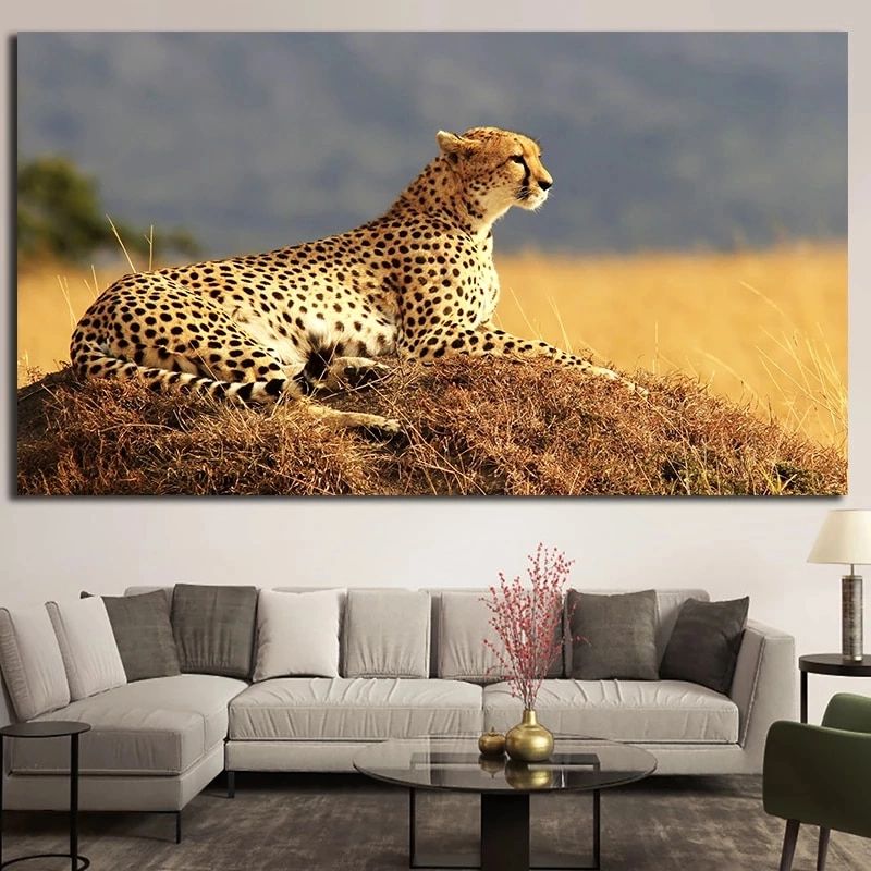 Affiche Cheetah, Peinture Sur Toile Avec Animaux Sauvages, Images  Décoratives Pour Salon, Décor Mural Pour La Maison | Aliexpress Pertaining To 2017 Cheetah Wall Art (View 4 of 20)