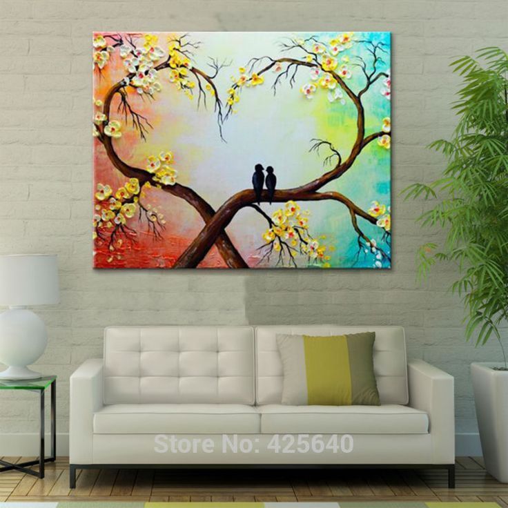 Aliexpress : Buy 3d Palette Knife Texture Flower Hand Painted Canvas  Oil Painting Wall Pictures For… | Love Birds Painting, Painting Canvases, Wall  Art Pictures With 2017 Oil Painting Wall Art (View 9 of 20)